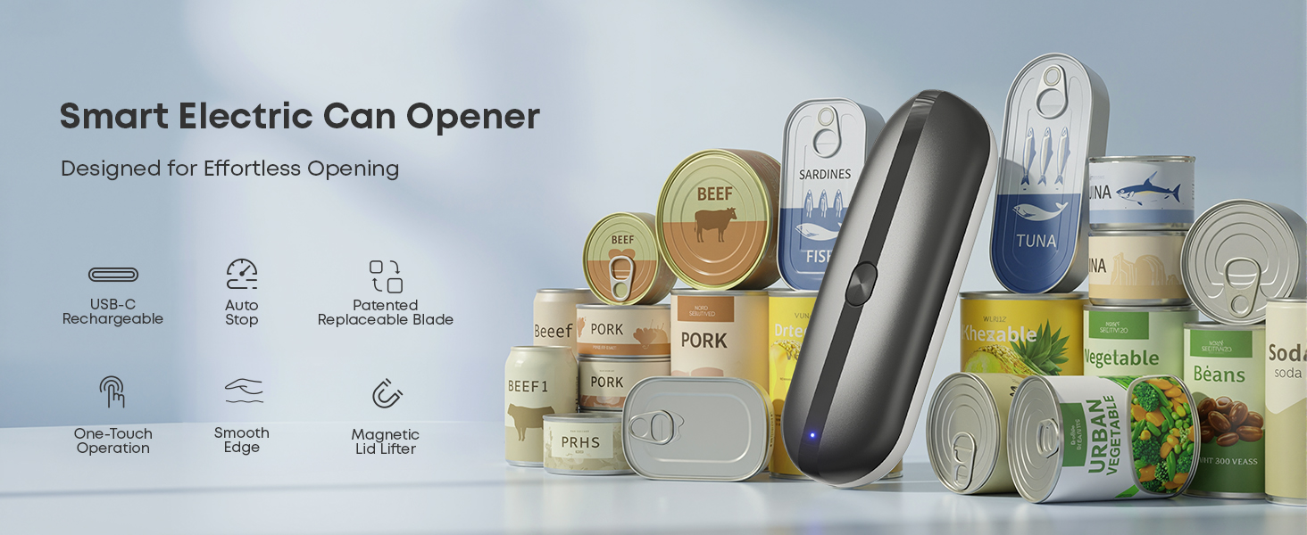 Electric Can Opener, Rechargeable Can Opener for Kitchen for Seniors with Arthritis