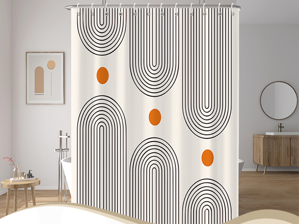 mid century modern shower curtain boho arch abstract bathroom decor