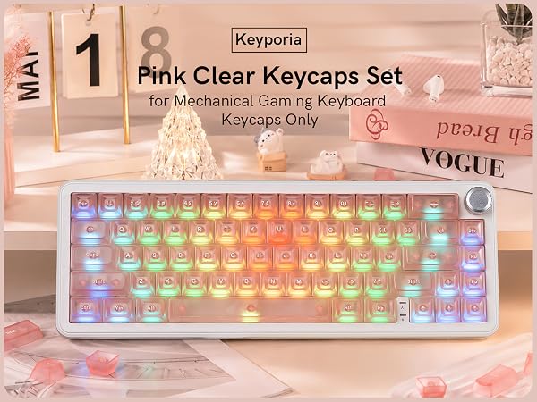 Pink Clear Keycaps for Mechanical Gaming Keyboard Keycaps Only