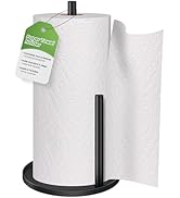 Black Paper Towel Holder Countertop, Paper Roll Holder Stand with Anti-Slip Weighted Base, Easy-T...