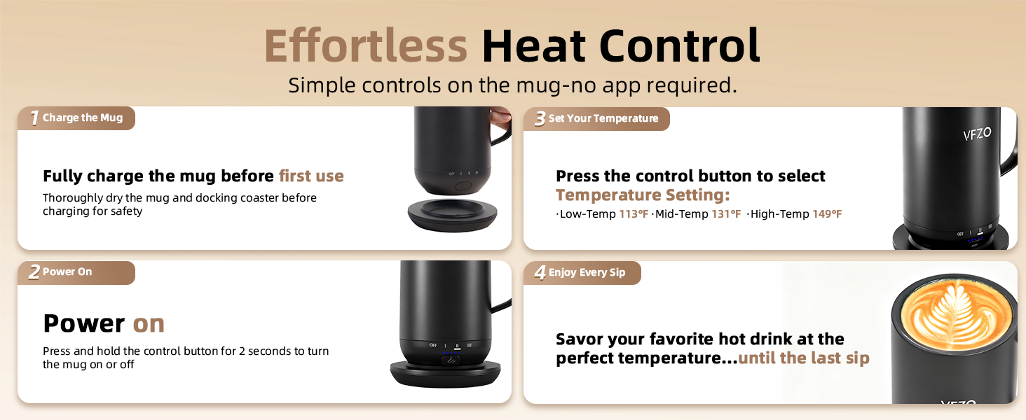 Intelligent heated coffee mug