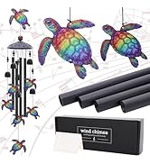 LIRAVENO Sea Turtle Gifts Windchime - Metal Wind Chimes for Outside with Greeting Card Indoor Out...