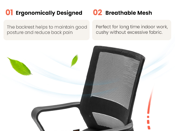 Ergonomically Designed Chair with Breathable Mesh Backrest