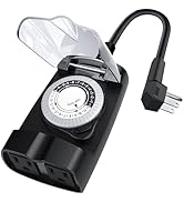 G-ELEK Outdoor Timer Waterproof, 24 Hour Light Timer, Timers for Electrical Outlets, Ideal for Po...