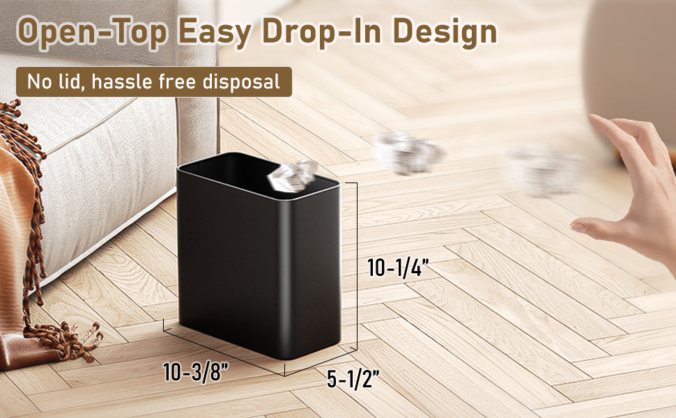 Open top bathroom garbage can black trash can small office under sink