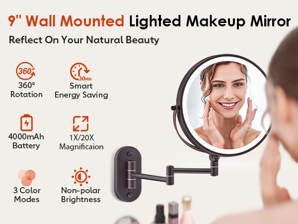 Wall Mounted Lighted Makeup Mirror