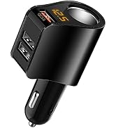 LIHAN 3 USB Car Charger, QC3.0 Output, Cigarette Lighter Adapter, 12V/24V Outlet Plug, Voltage Me...