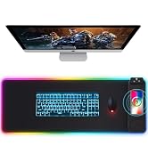 Mouse Pad with Wireless Charging, Large Desk Mat RGB Gaming Mousepad, 10 Light Colors LED Desk Pa...