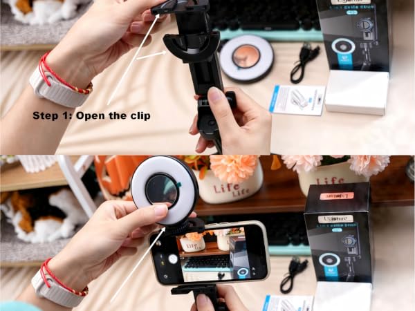 Selfie stick with light