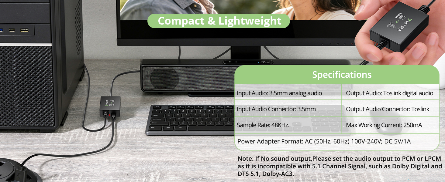 3.5 mm to Optical Audio Cable