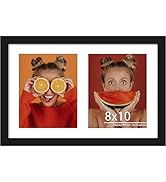 DUENPY 12x19 Double Picture Frame 8x10 Displays Two 8x10 inch Photos Collage Available Horizontal...