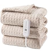 Dowin Heated Blanket Electric Blanket - Throw Size Waffle Fleece Heating Warming Blankets with Au...