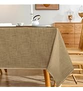 Karseteli Natural Linen Rectangle Tablecloth, Slubby Textured Fall Lightweight Table Cloth 60 x 8...