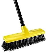 Push Broom Outdoor Indoor Broom 12" Wide,59" Long Handle with Stiff Bristles for Cleaning Scrubbi...