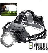 Hoxida LED Rechargeable Headlamp 90000 High Lumen, XPH70 Brightest LED Work Headlight Zoomable, W...