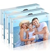 HOUSE DAY Acrylic Picture Frames 5x7, 3 Pack Magnetic 5x7 Picture Frame, Double Sided Clear 5 x 7...