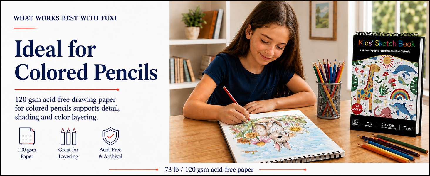 acid-free drawing paper for colored pencils supports detail, shading, layering and coloring.