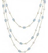 RINHOO Long Glass Bead Necklace for Women, Multi-Layer Design with Pearls &amp; Copper Chain, Boho Ch...