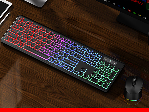 RGB backlit wireless keyboard and mouse combo PS5