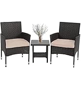 FDW Patio Furniture Sets Outdoor Wicker Bistro Set Rattan Chair Conversation Sets Garden Furnitur...