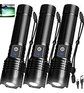 Lylting 3Pack Flashlights High Lumens Rechargeable, 99000 Lumens Super Bright Led Flashlight with...