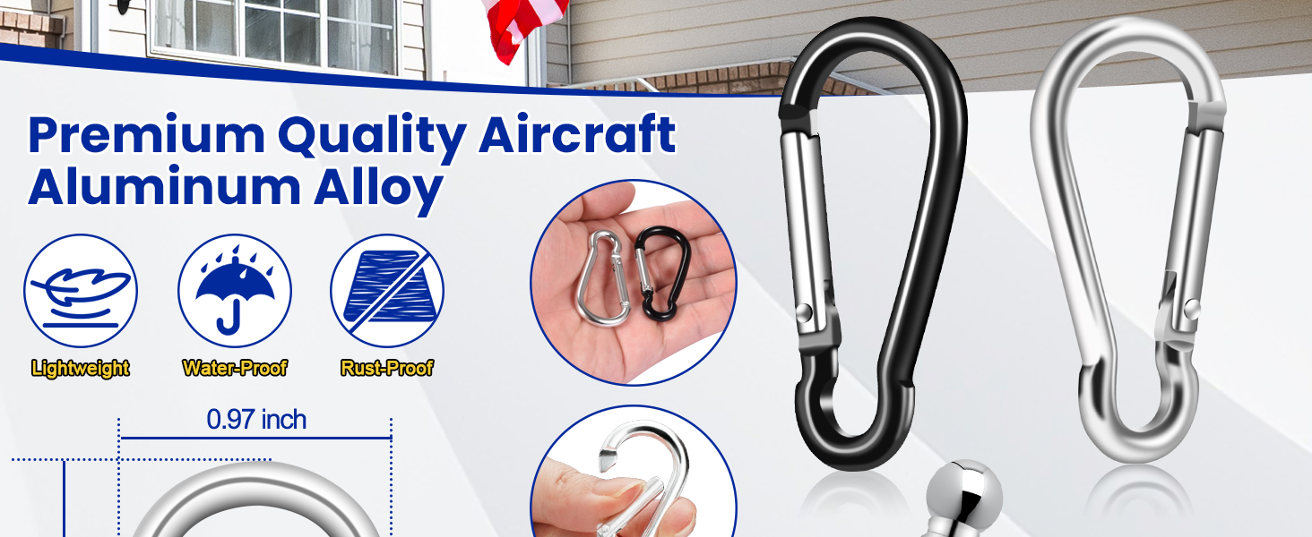 Flag Pole Ring Replacement Carabiner Clips | Replaceable Flagpole Hardware Accessories