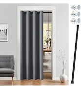 Vatge Closet Curtain for Open Closet, Magnetic Doorway Curtains with Rod, 80 Inch Dark Grey Doorw...