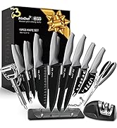 PrinChef Kitchen Knife Set, 19 Pcs Dishwasher Safe Knife Set with Acrylic Stand, High Carbon Stai...
