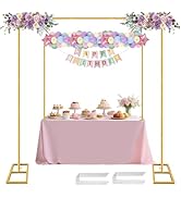 JEBUTU Square Backdrop Stand, Wedding Arch Heavy Duty Adjustable Stand, Over The Table Rod Stand ...