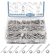 Sunxeke 560pcs Stainless Steel Blind Pop Rivets and Washers Assortment Kit,7 Sizes Stainless Rive...