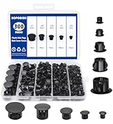BOPOREAE 300PCS Plastic Hole Plugs Assorted 3/16" 1/4" 5/16" 3/8" 1/2" Black Door Screw Covers Ca...