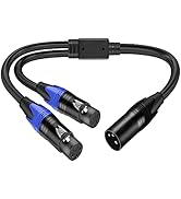 LanSenSu 1 Male to 2 Female XLR Y Splitter Micrphone 11.8inch, 3pin XLR Female to Dual XLR Male Y...