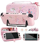 FUNDIARY Pink Travel Carrying Case for Nintendo Switch 2 with Unicorn Design, Accessories Kit wit...