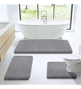 Microfiber Thick Bathroom Rugs Set 3 Piece, Flurry Non Slip Bath Rug, Ultra Soft Plush Absorbent ...