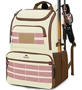 MATEIN Fishing Backpack Tackle Box, Water Resistant Tackle Backpack with Cooler &amp; Rod Holders, Fi...