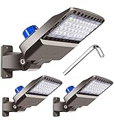 3 Pack LED Parking Lot Lighting 150W with Slip Fitter Adjustable 19500lm Shoebox Lights with Dusk...