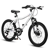 kimairy 20 Inch Kids Mountain Bike – 7 Speed, Front Suspension, Disc Brake (Front) &amp; V-Brake (Rea...