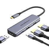 USB C Dual HDMI Adapter for 2 Monitors, Newmight 4-in-1 USB C to Dual Monitor HDMI Splitter, Supp...
