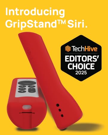 Siri Remote case shown with ergonomic design and Editors’ Choice badge