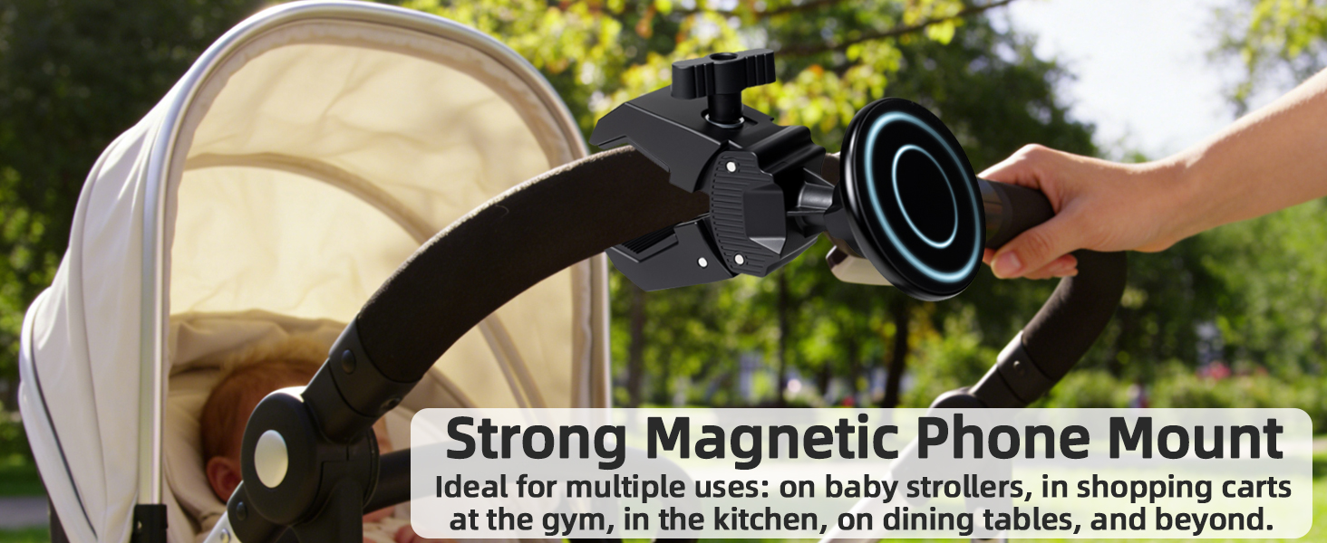 Magneti c Phone Mount for Stroller, Exercise Bike