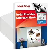 Hartwii 50 Sheets Printable Magnetic sheets 8.5x11 Inches Glossy Non Adhesive 13.5mil Thick Magne...