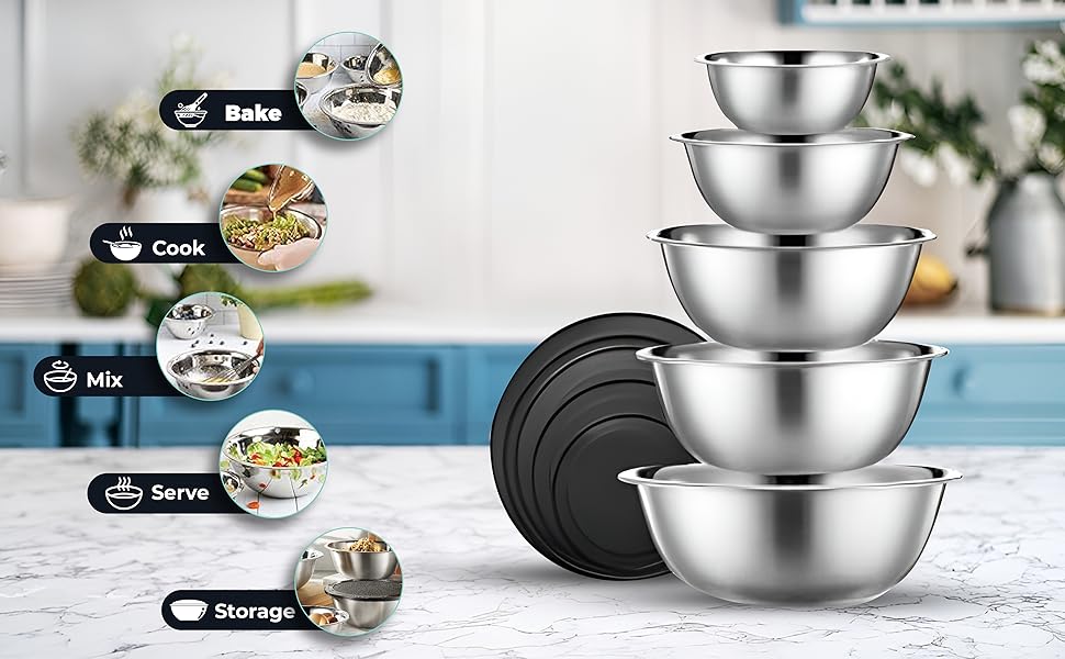 mixing bowls set - bake - cook - mix - serve
