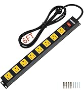 8 Outlet Long Power Strip, 2100J Surge Protector Heavy Duty 6FT Cord Wide Spaced and Wall Mount M...