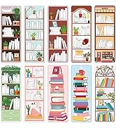 100 Pieces Book Tracker Bookmarks Bookshelf Design Bookmarks Double-Sided Reading Page Markers Bo...