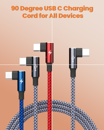 USB A/C to USB C Right Angle Cable