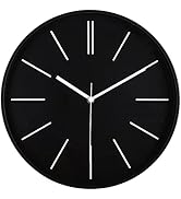 zyzamay Modern 12 Inch Round 3D Wall Clock, Black, Silent Quartz Battery Operated, Easy to Read, ...