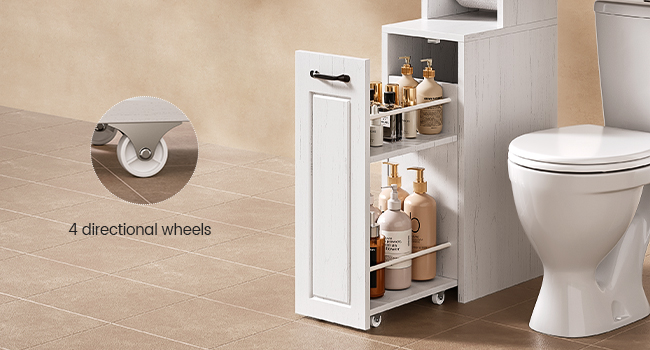 Over The Toilet Storage Cabinet with Pulley Small Bathroom Storage Cabinet