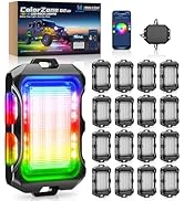 MICTUNING Q2 MAX RGB+IC Rock Lights - 16 Pods Multi-Color Zone Chasing Ultra-Bright Underglow Neo...