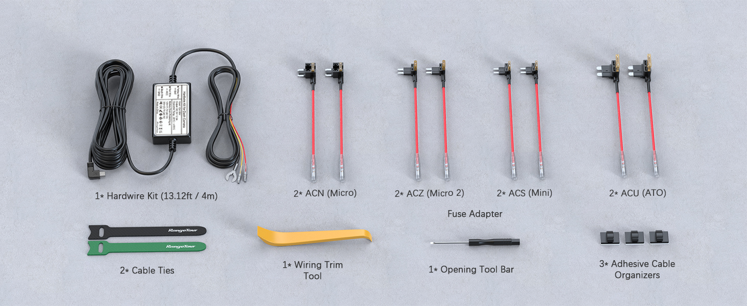 Range Tour Dash Cam Hardwire Kit Mini USB Port, 5V/2.5A (also suitable for 1- 2A)