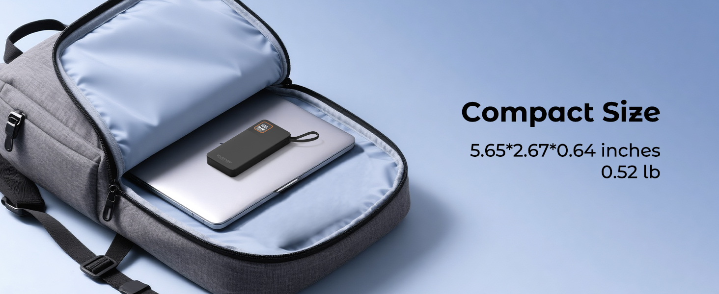 Compact size 5.65*2.67*0.64 inches 0.52 lb power bank for iPhone
